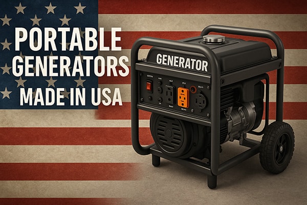 Portable generator with Made in USA label