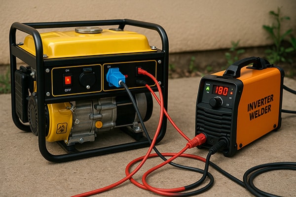 3000W generator powering an inverter welder