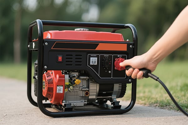 Portable generator being started in a residential setting