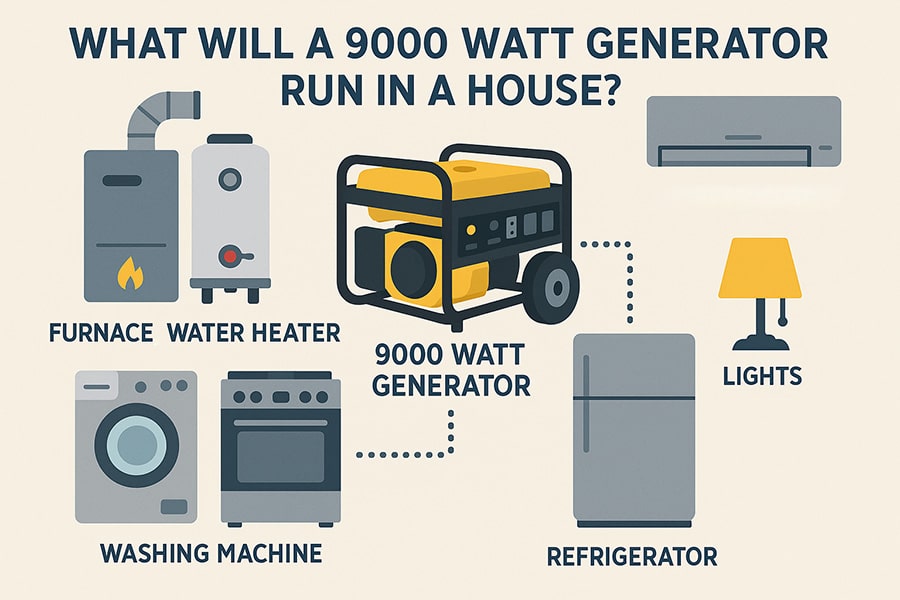 9000 watt generator run a house