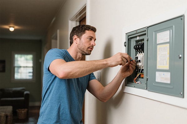 Home electrical panel with generator switch