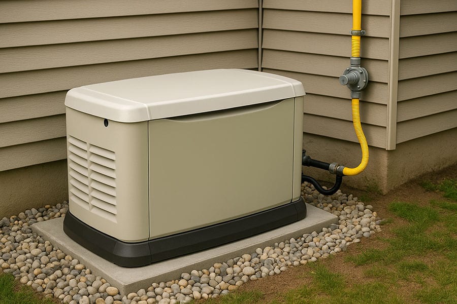 A natural gas generator connected to a gas line