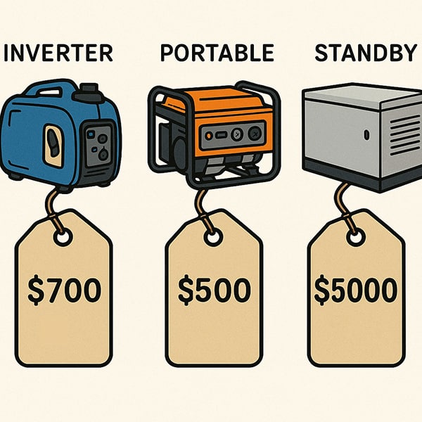 Comparing price tags of different generator types