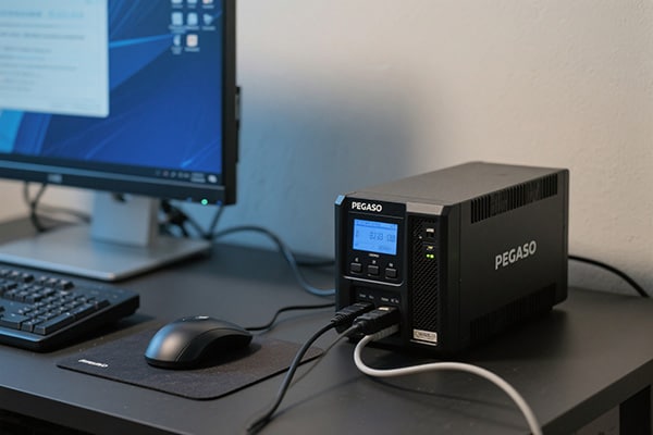 computer connected to a UPS unit