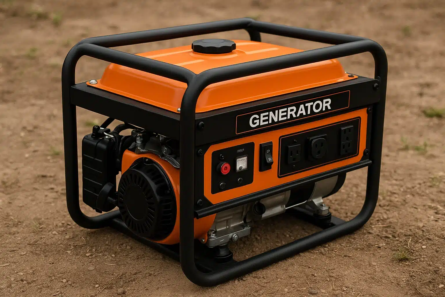 Generator switched off and cooling down in an open area