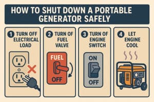 safely shutting generator