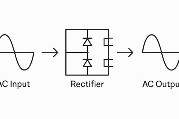Simplified diagram showing the AC-DC-AC conversion process