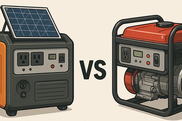 Generator vs Solar Panel comparison graphic