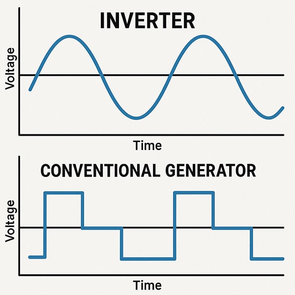 Waveform comparison between inverter and conventional generator