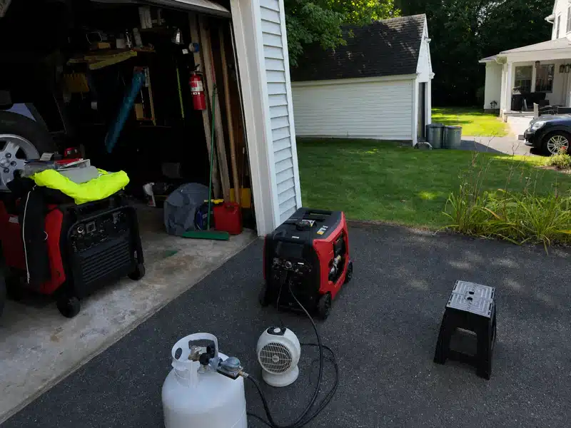 Image placeholder: 5000 watt generator powering essential home appliances