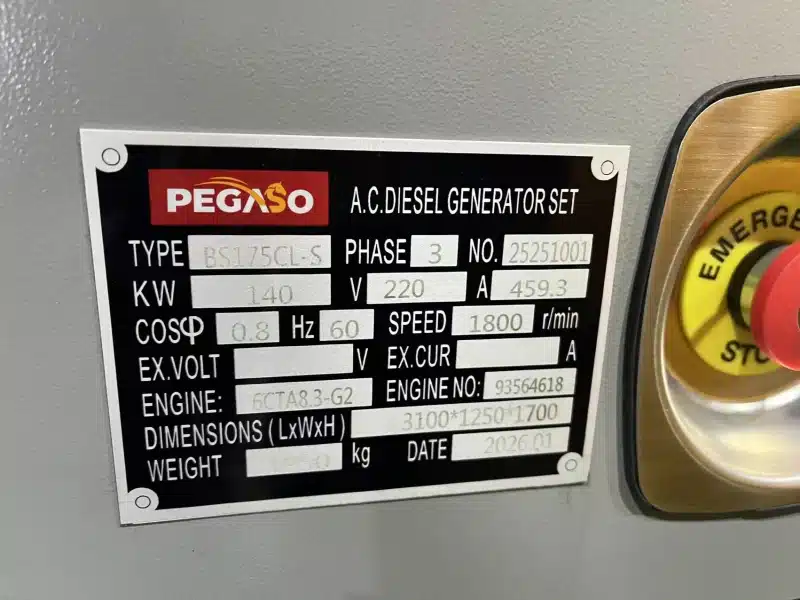 AC generator nameplate