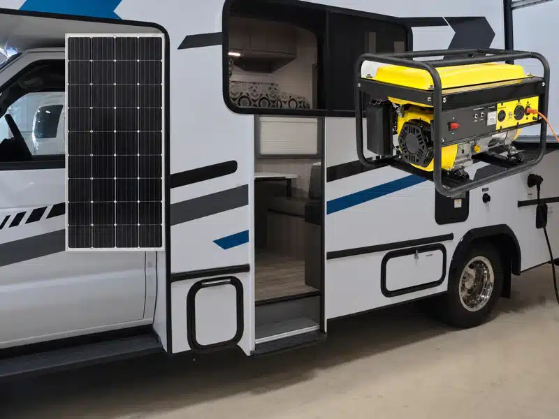Image placeholder: 5000 watt generator connected to an RV